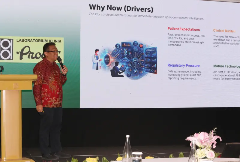 Cinde Warno Assistant VP, Information Technology Solution PT Prodia Widyahusada Tbk dalam Acara CIO Healthcare Summit 2026