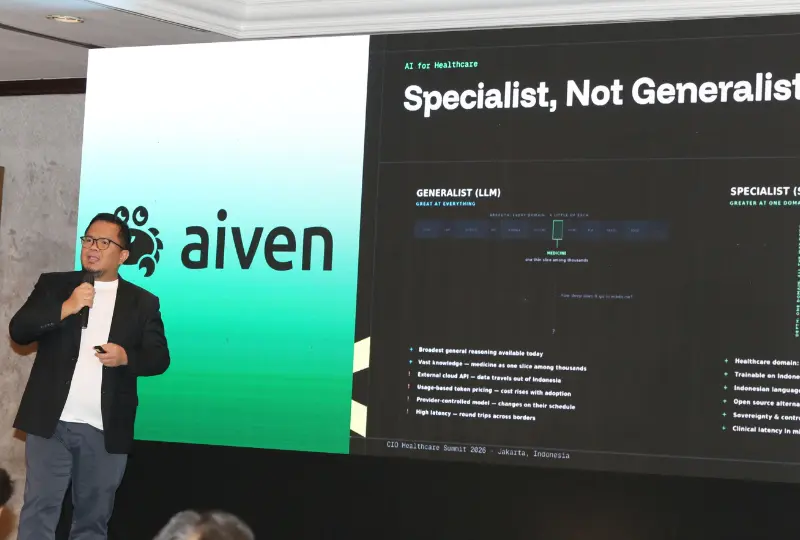 Reza Lesmana Solution Architect APAC Aiven dalam Acara CIO Healthcare Summit 2026