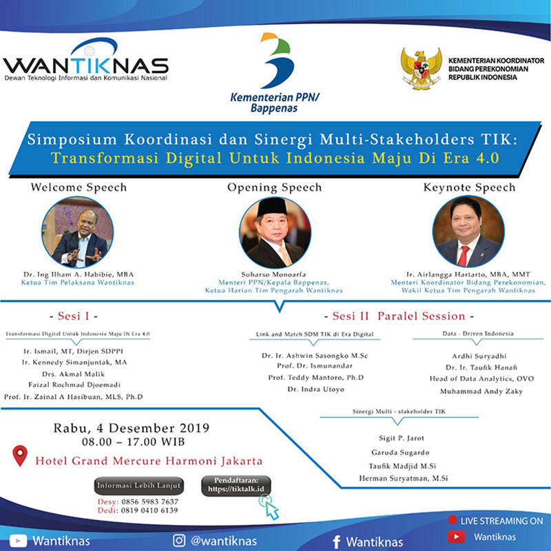 Simposium Koordinasi dan Sinergi Multi-Stakeholders TIK: Transformasi Digital Untuk Indonesia Maju Di Era 4.0